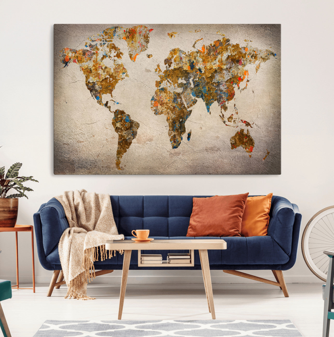 69409-MGV-CV-36X24-Push Pin World Map Canvas Print – Travel Tracker Wall Art for Couples, Perfect Anniversary Gift for Home or Office Decor