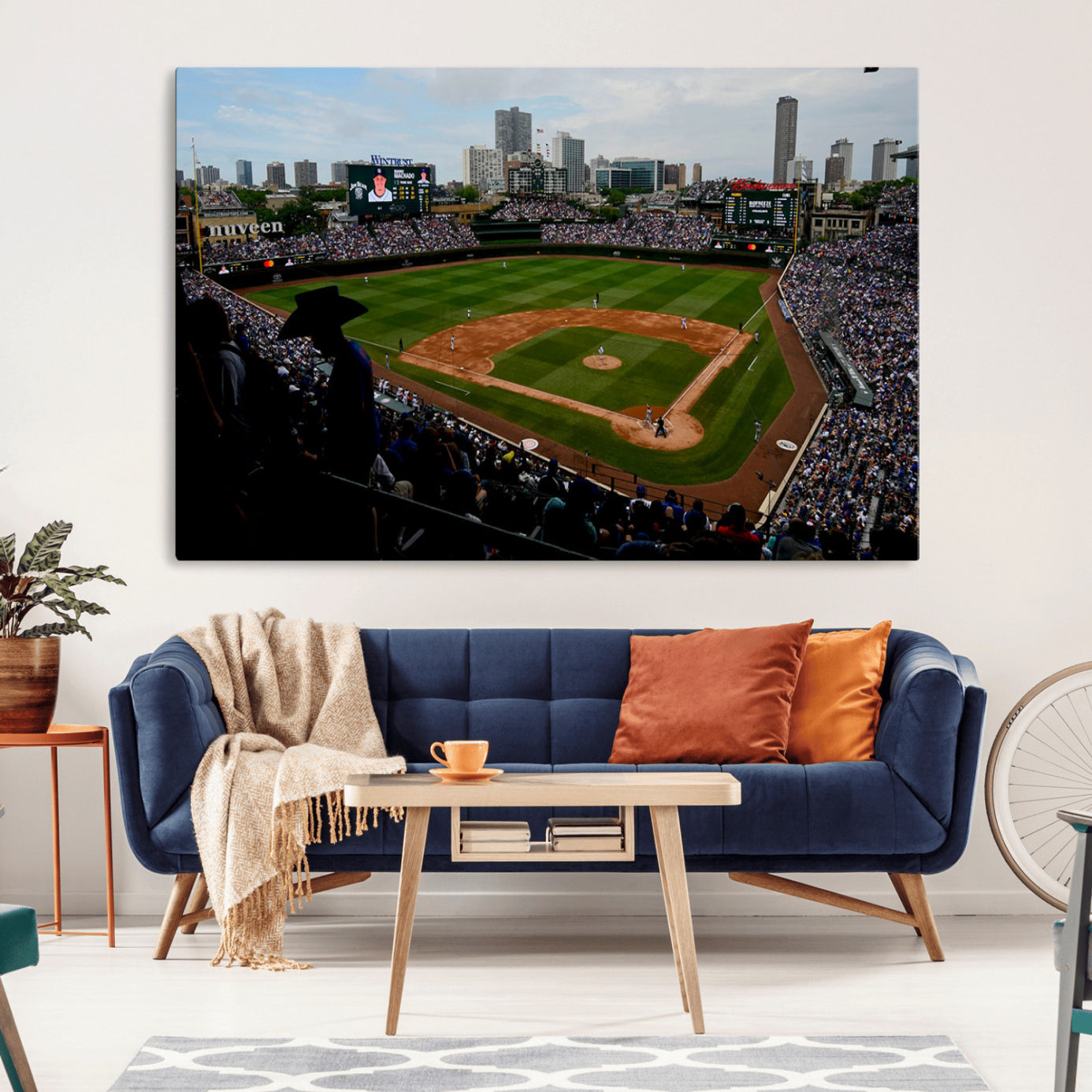 34859-MGV-CV-36X24-Chicago Cubs Baseball Team Print - Wrigley Field Stadium Wall Art Canvas Print