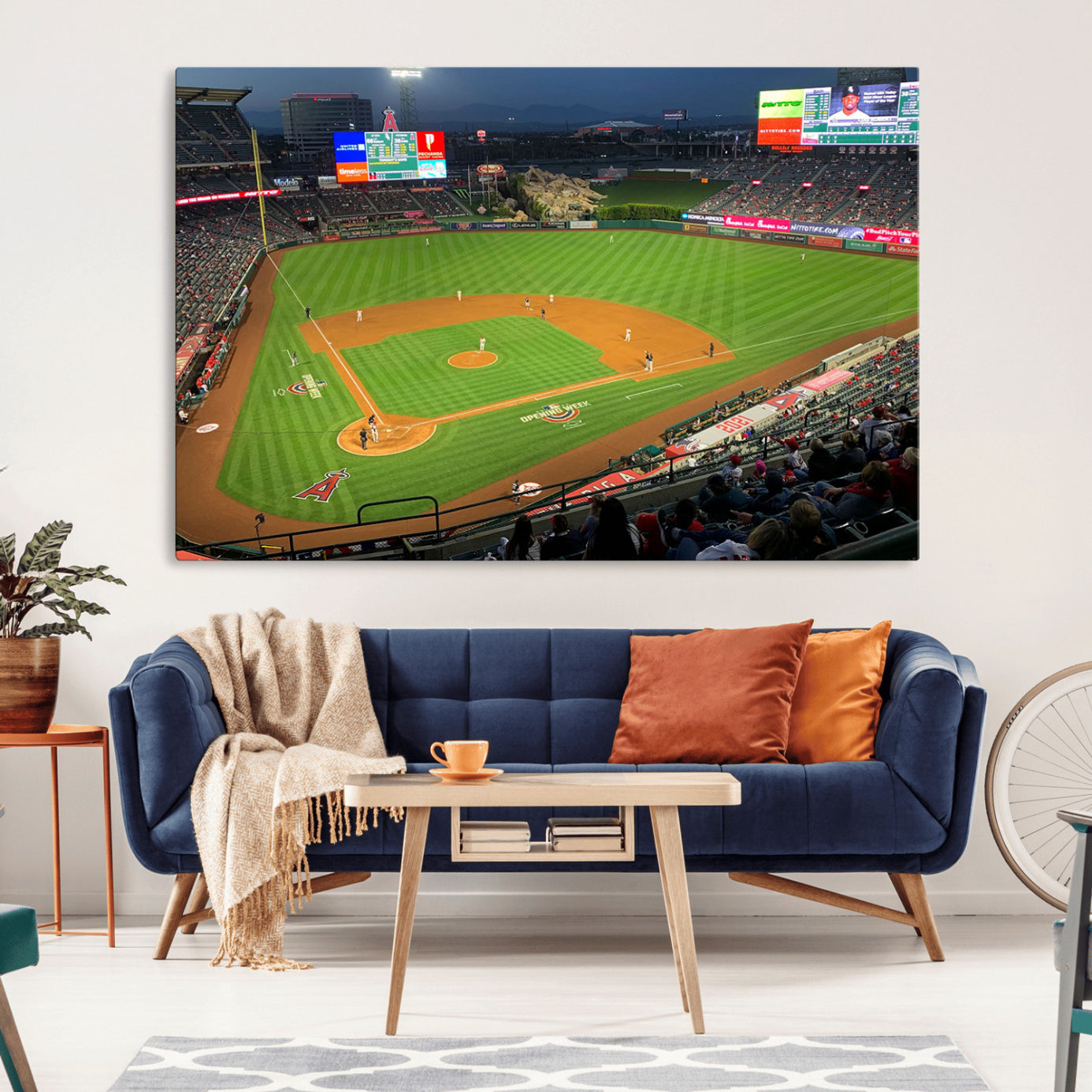93707-MGV-CV-36X24-Angel Stadium Aerial Canvas Print – Los Angeles Angels Baseball Canvas Print, Framed, Ready to Hang