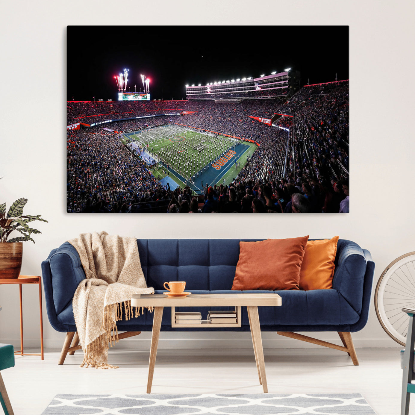 -Ben Hill Griffin Stadium Night Game Triple Canvas Wall Art - Florida Gators Football Match