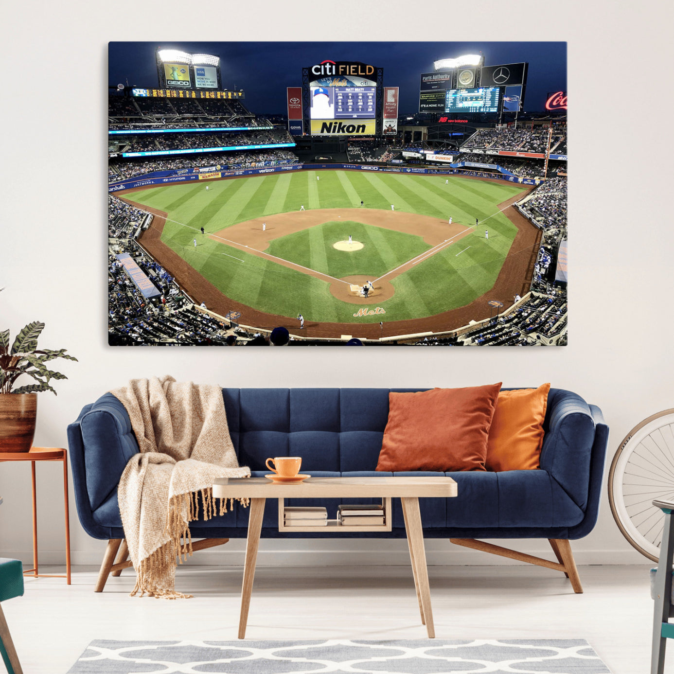 -Citi Field Wall Art Print | 3-Panel New York Mets Baseball Stadium Canvas Print | Framed Sports