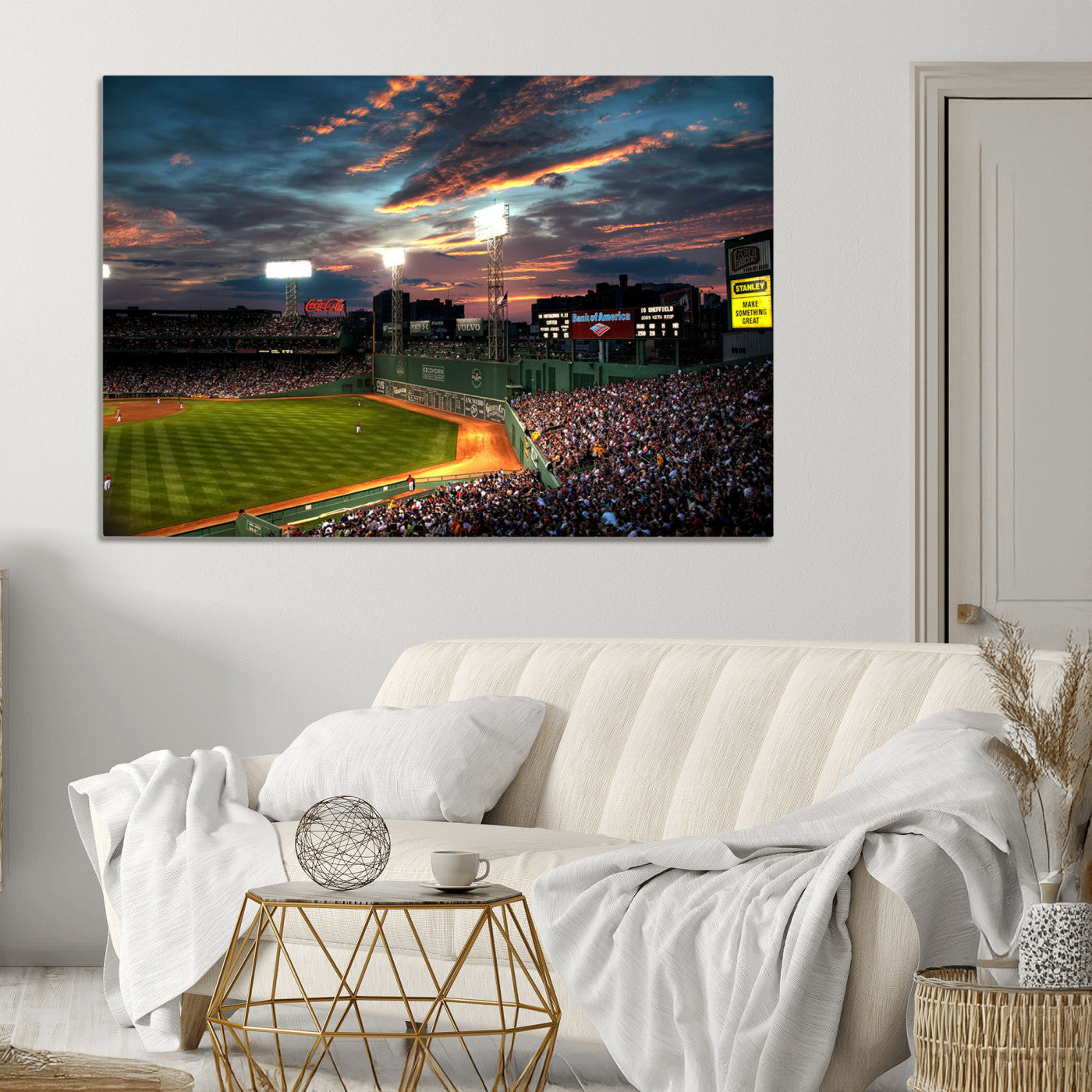 66781-MGV-CV-36X24-Fenway Park Wall Art Canvas Print | Large Baseball Stadium Canvas Print for Boston Red Sox Fans |