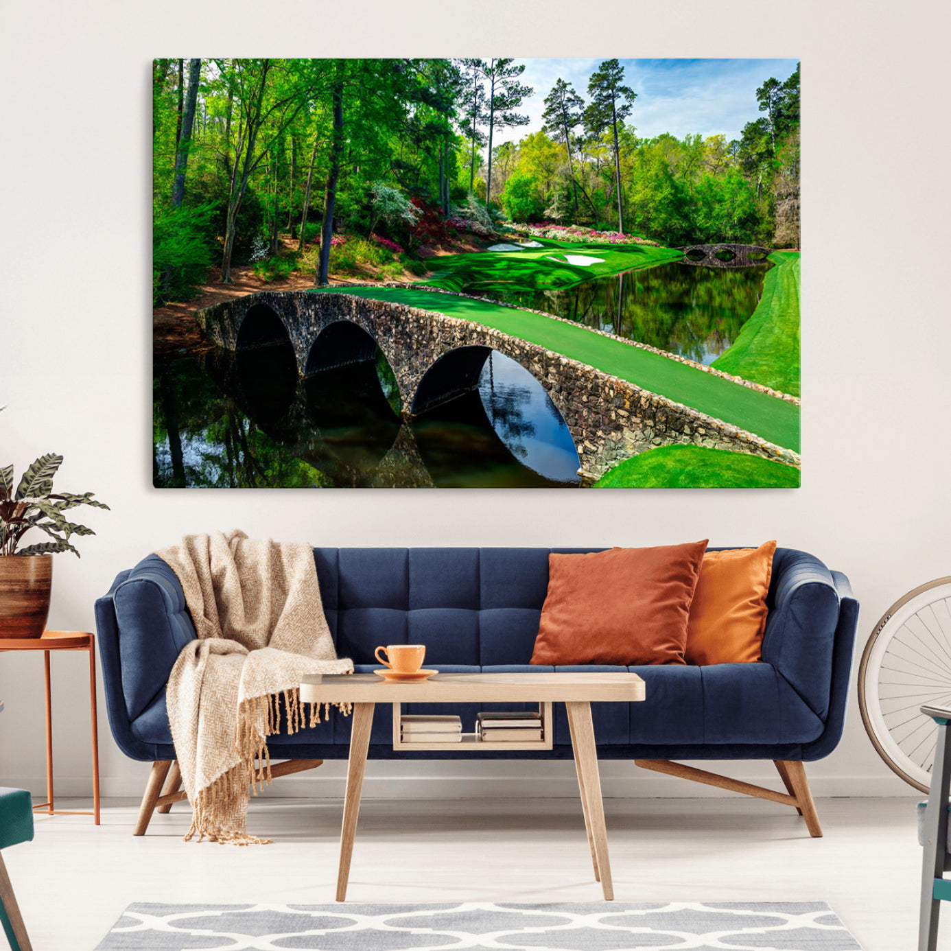 -Augusta National Golf Club Wall Art - Panoramic Bridge & Lush Greenery – Premium Framed,