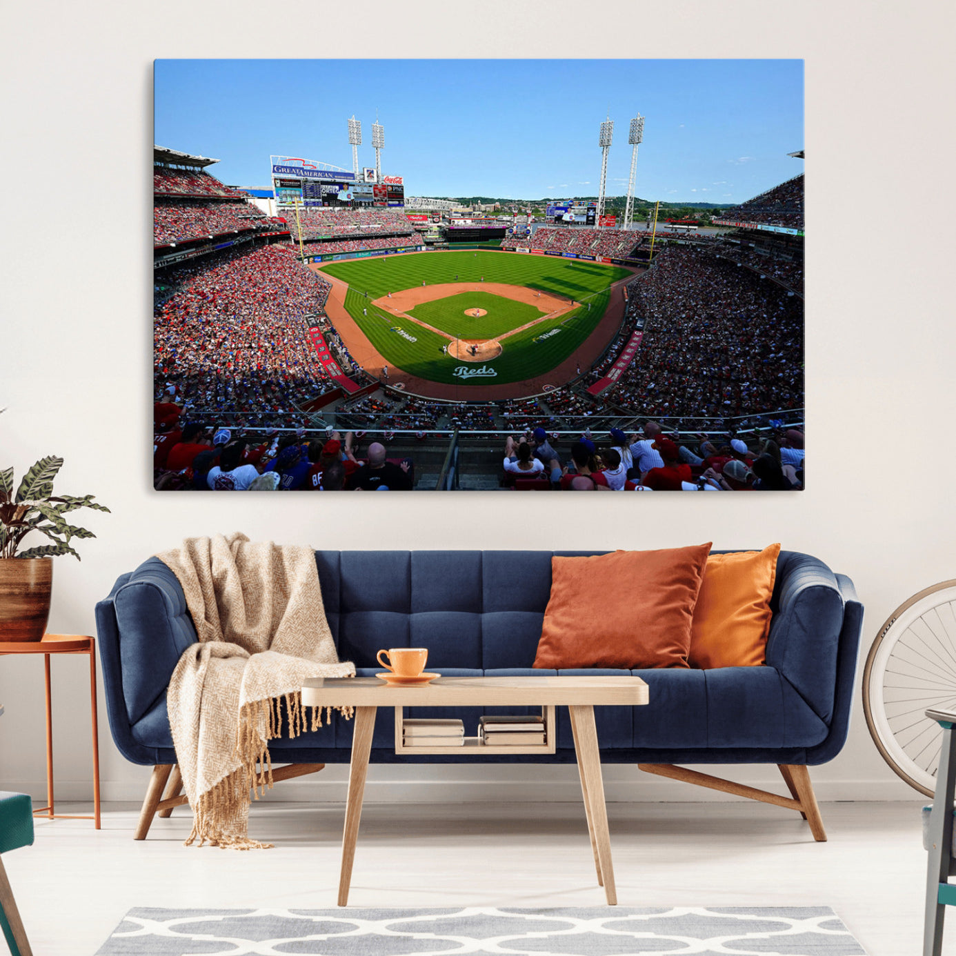 90998-MGV-CV-36X24-Cincinnati Reds Baseball Canvas Print - Great American Ball Park Stadium Wall Art Canvas Print
