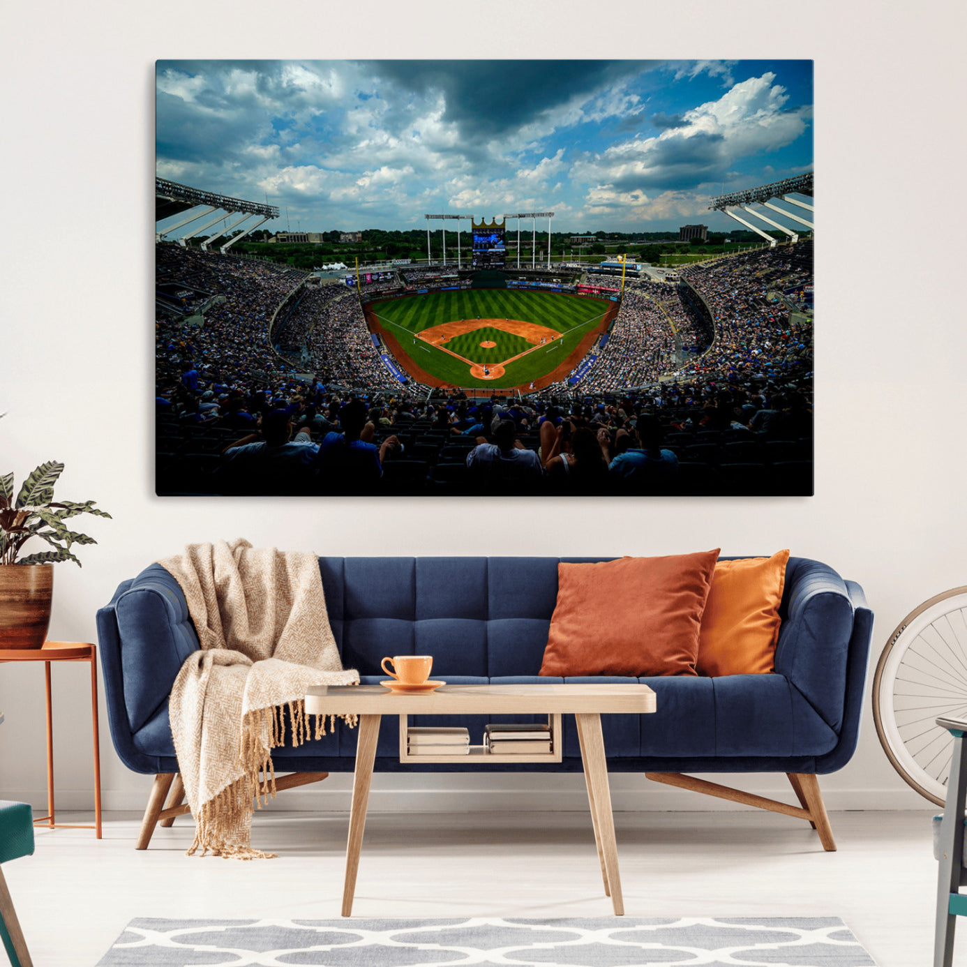 -3-Panel Kauffman Stadium Wall Art Print | Large Kansas City Royals Baseball Canvas Print for Sports