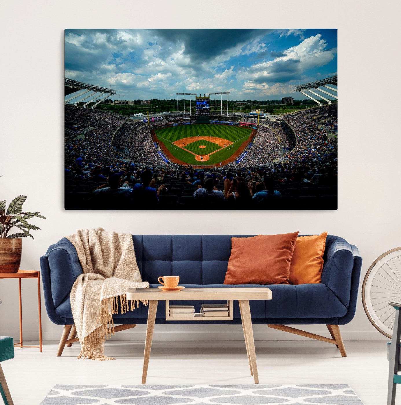 -3-Panel Kauffman Stadium Wall Art Print | Large Kansas City Royals Baseball Canvas Print for Sports