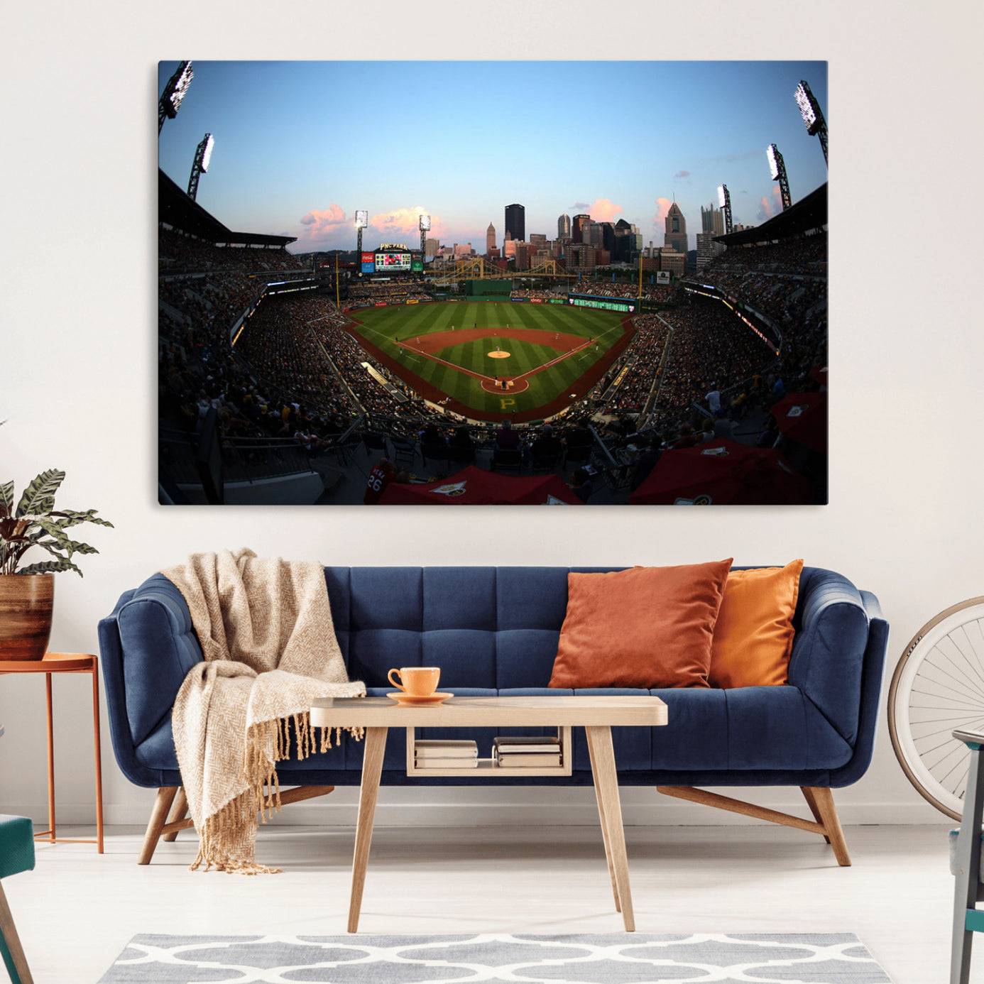 67670-MGV-CV-36X24-PNC Park Evening Game Triple Canvas Wall Art - Pittsburgh Pirates MLB Match - PNC Park Stadium Wall