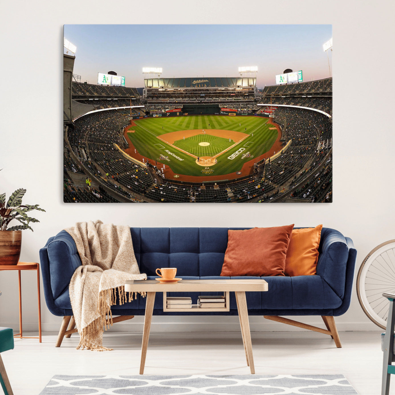 -Oakland Athletics Baseball Team Print - RingCentral Coliseum Stadium Wall Art Canvas Print