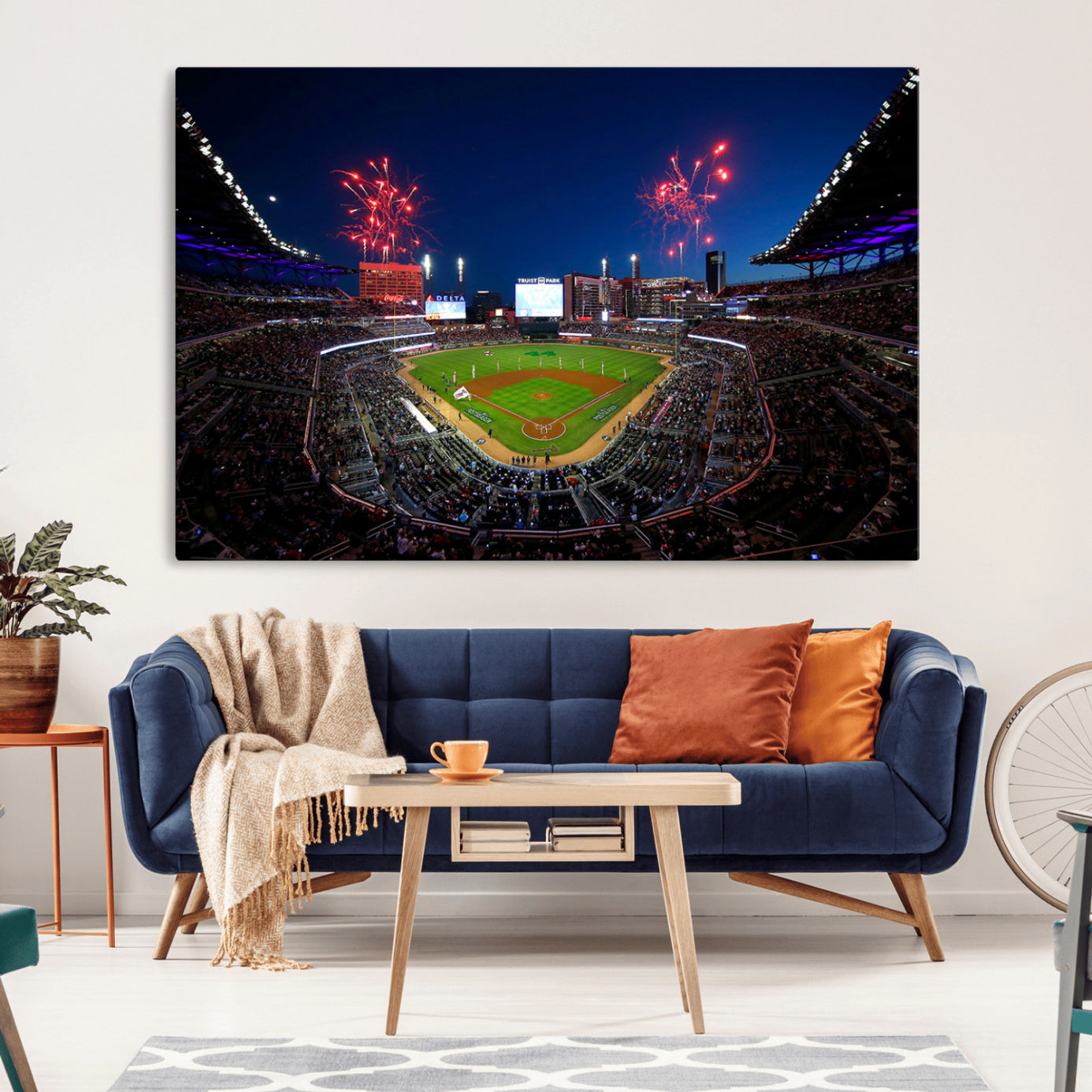 -Truist Park Atlanta Braves Baseball Stadium Wall Art Print | Large 3-Panel Canvas Print for Sports
