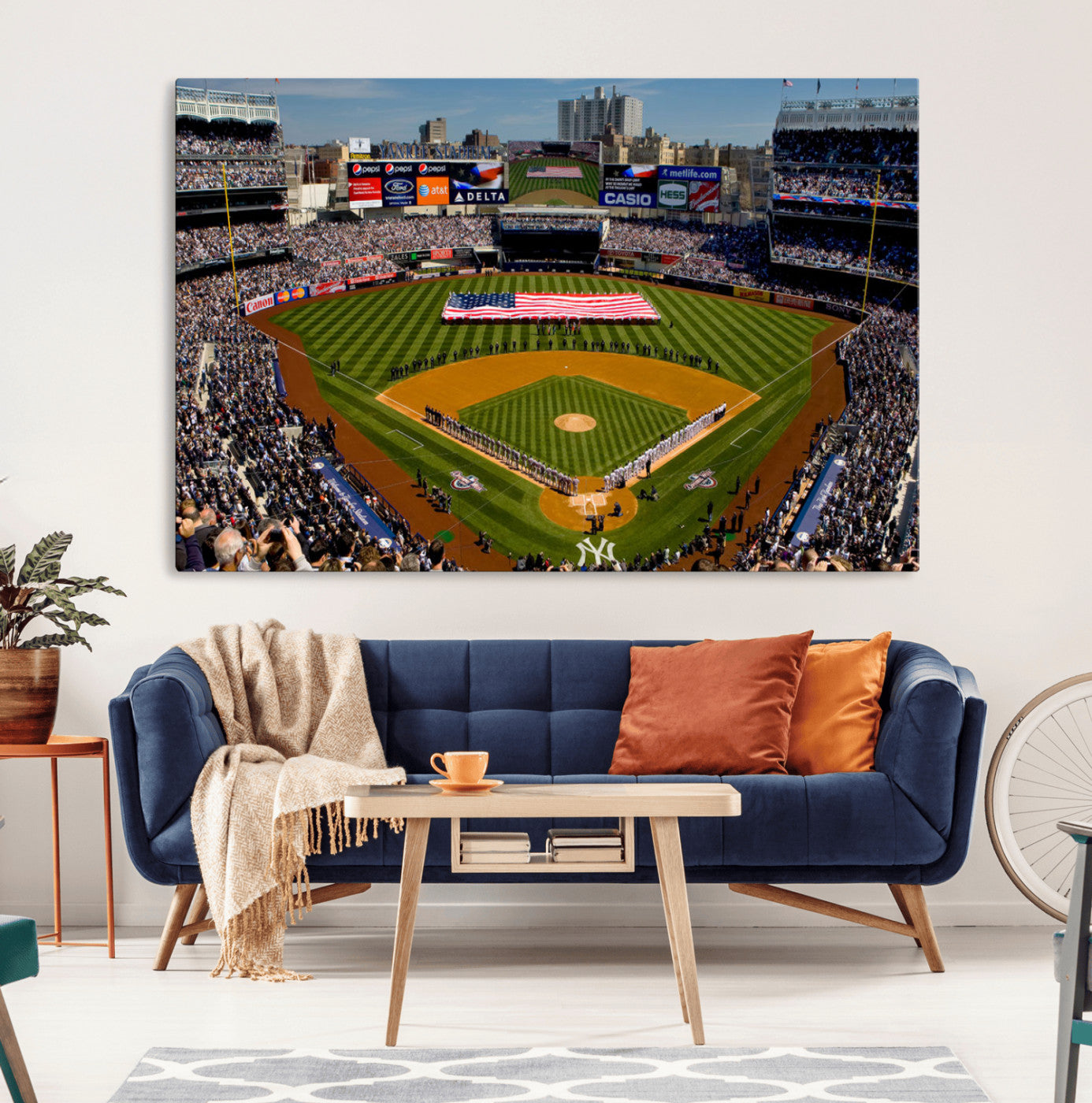 20879-MGV-CV-36X24-Yankee Stadium New York Wall Art Print | 3-Panel Canvas Print of Yankees Baseball Stadium | Large