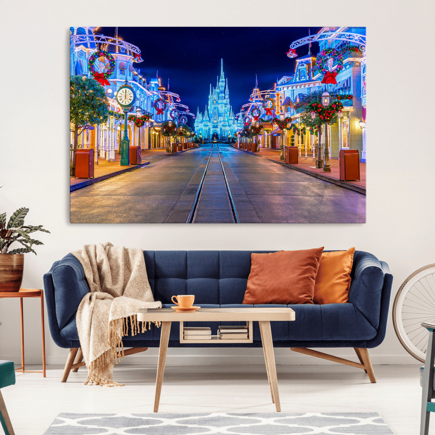 12470-MGV-CV-36X24-Disney Castle Wall Art – Large Magic Kingdom Canvas Artwork, Fairytale Design, Kids Room Christmas Decor for Home, Office