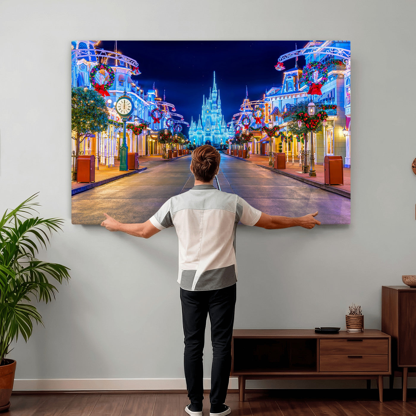 12470-MGV-CV-36X24 - Disney Castle Wall Art – Large Magic Kingdom Canvas Artwork, Fairytale Design, Kids Room Christmas Decor for Home, Office