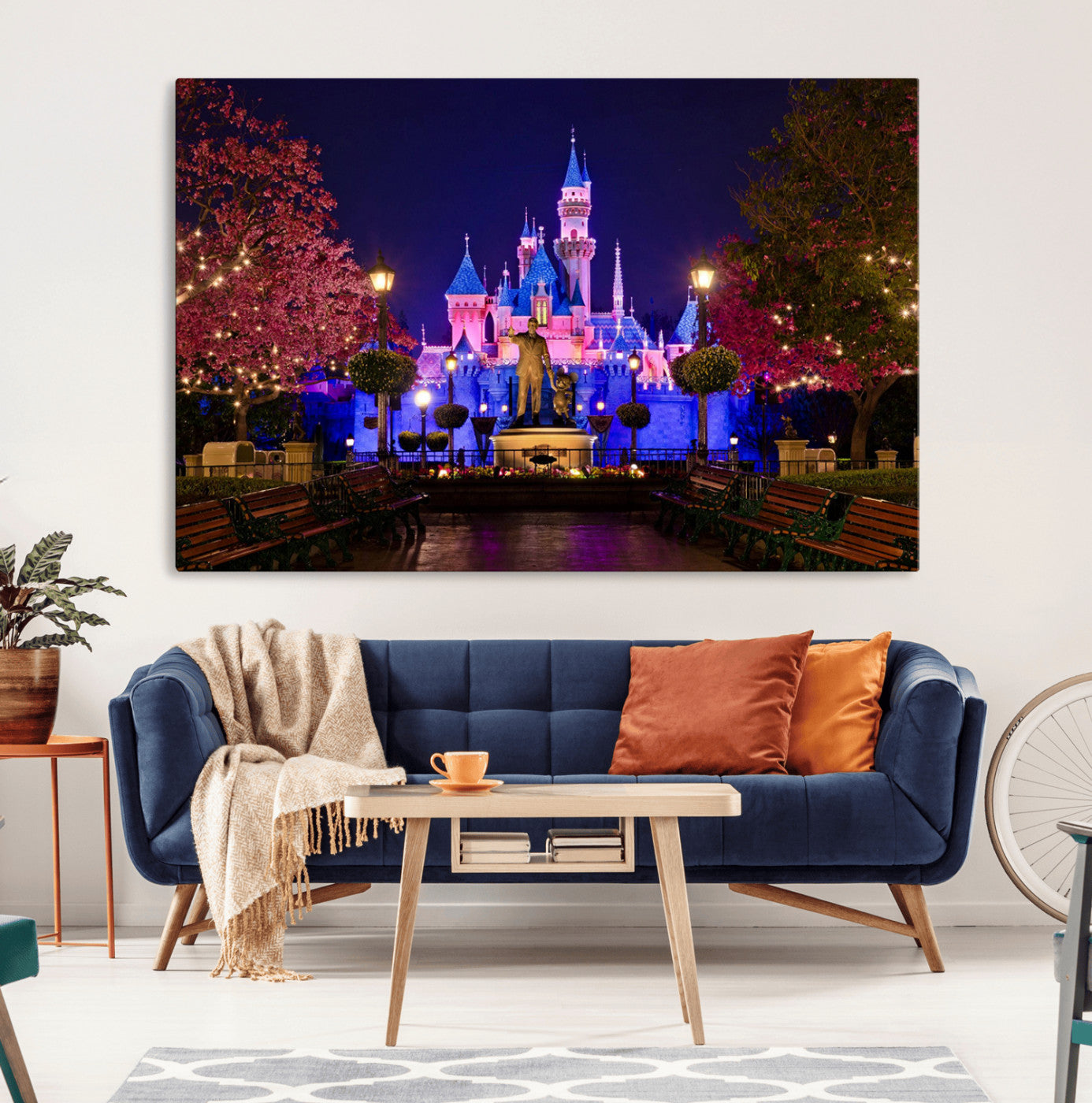 MGV-CV-36X24 - Disney Castle Wall Art Canvas Print, Framed Magic Kingdom Art Picture Print, Disney World Perfect Child Room Decor Artwork