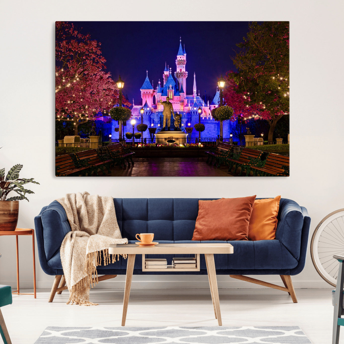 79435-MGV-CV-36X24-Castle Large Wall Art Disney Magic Kingdom Kids Room Decor - Disney World Christmas Home Decor Child