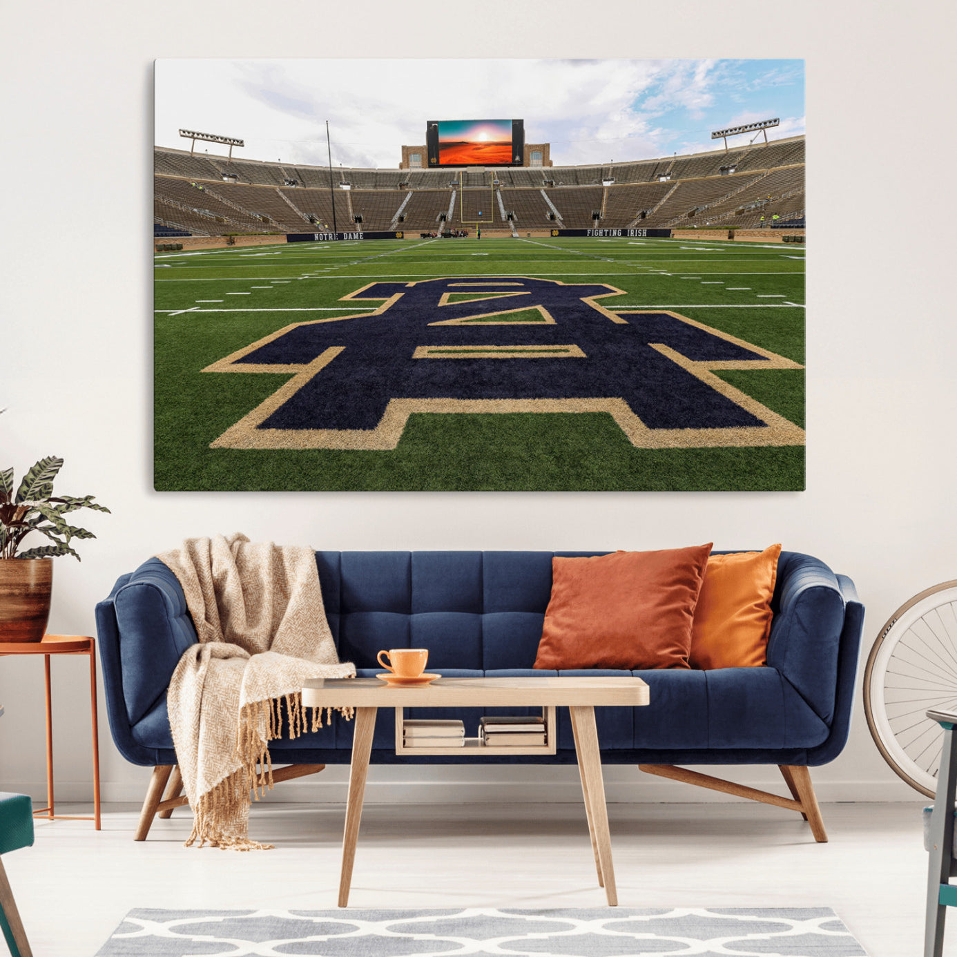 MGV-CV-36X24 - Notre Dame Stadium Wall Art Canvas Print, Framed Indiana Stadium Art Picture Print, Notre Dame Field Perfect Sport Room Decor Artwork