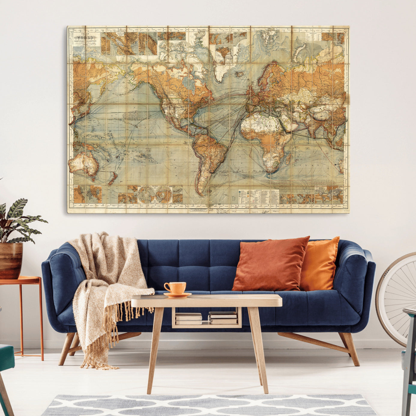 -Push Pin World Map Canvas Print – Travel Tracker Wall Art for Couples, Perfect Anniversary Gift for Home or Office Decor