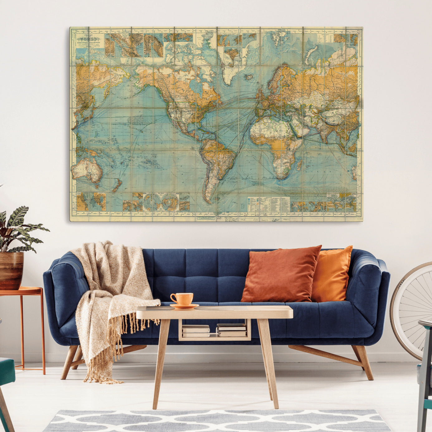 -Push Pin World Map Canvas Print – Travel Tracker Wall Art for Couples, Perfect Anniversary Gift for Home or Office Decor