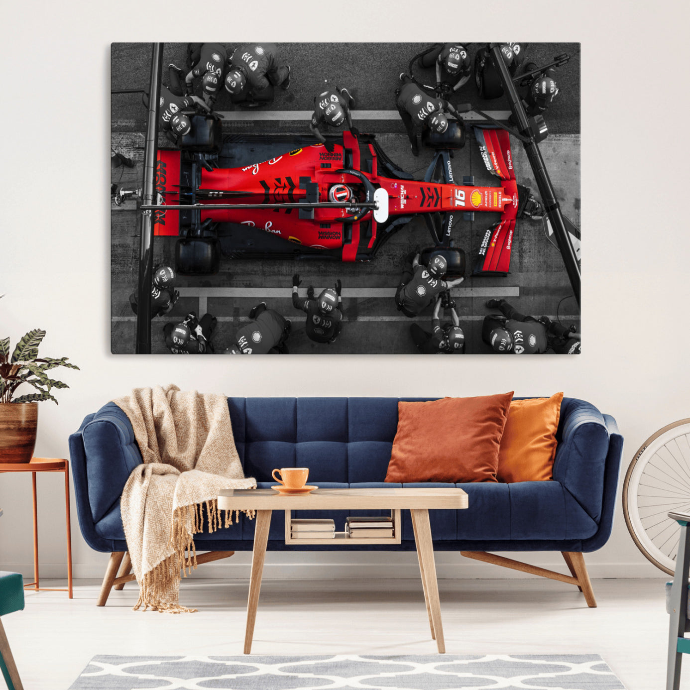-Ferrari Pit Stop Canvas Wall Art – Precision and Speed Captured in Bold Motorsport Imagery – Ready