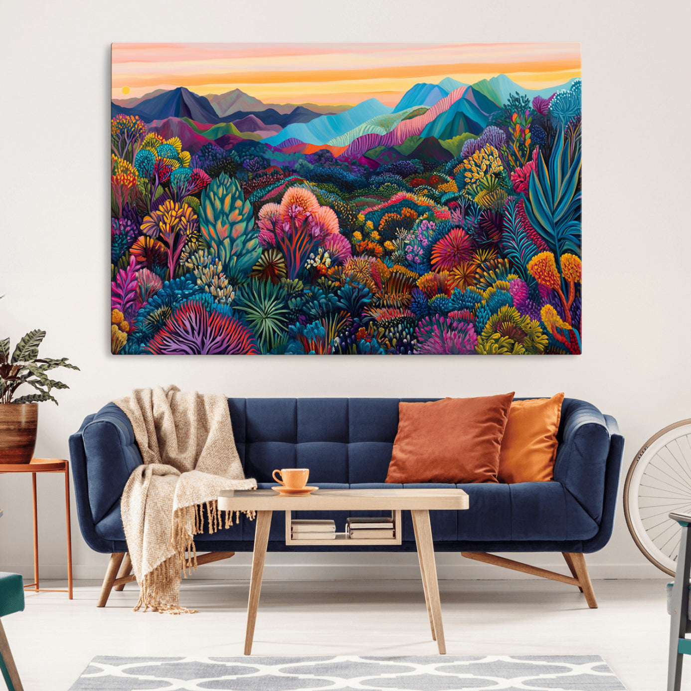 63728-MGV-CV-36X24-Colorful Abstract Landscape Wall Art Print Canvas - Vibrant Modern Decor for Living Room, Office, or