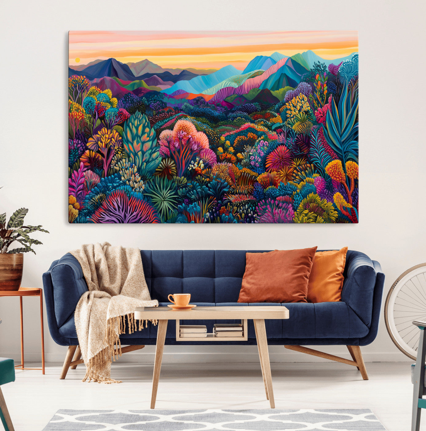 63728-MGV-CV-36X24-Colorful Abstract Landscape Wall Art Print Canvas - Vibrant Modern Decor for Living Room, Office, or