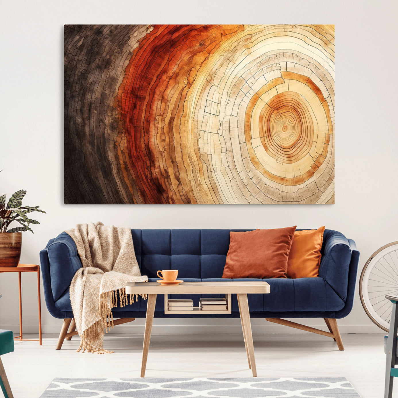 57529-MGV-CV-36X24-Tree Ring Print on Canvas Wall Art, Tree Stump Print, Wood Wall Art Living Room, Abstract Natural