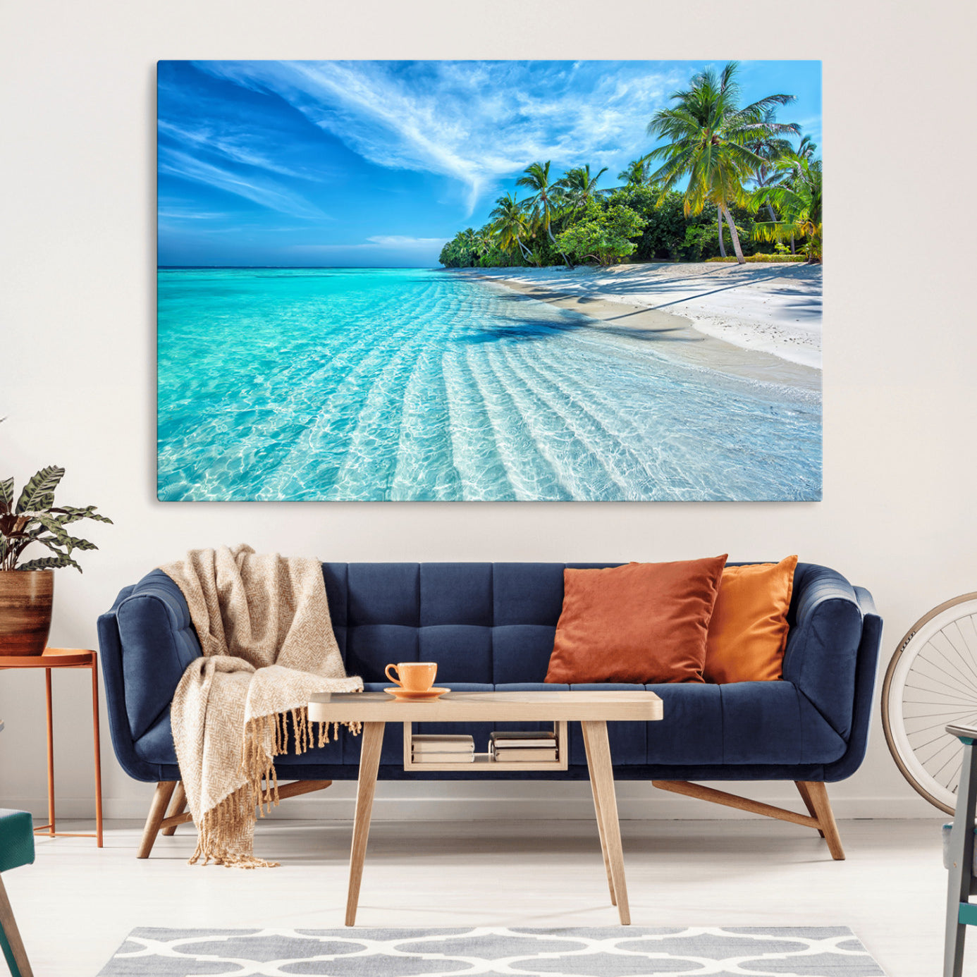 14788-MGV-CV-36X24-Tropical Beach Wall Art Canvas Print - Serene Ocean Landscape with Crystal Clear Turquoise Water and