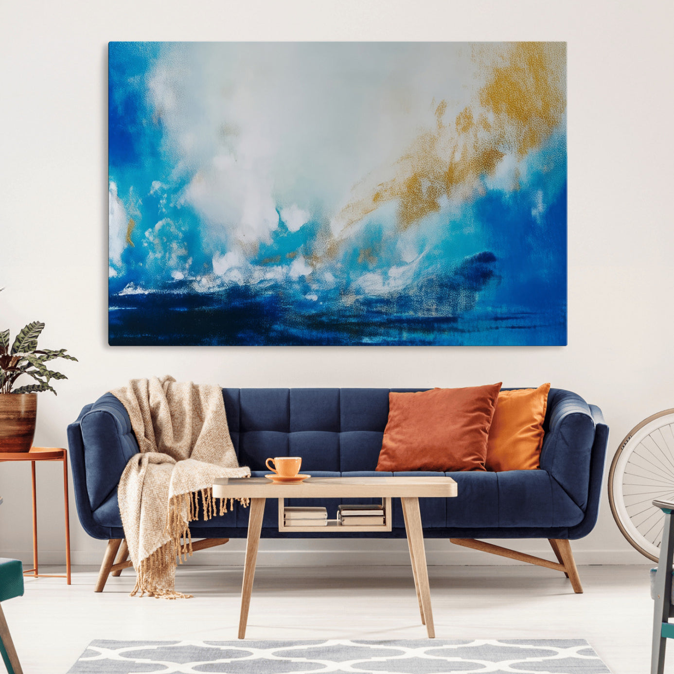 84745-MGV-CV-36X24-Blue Abstract Print - Dynamic Ocean-Inspired Canvas Wall Art