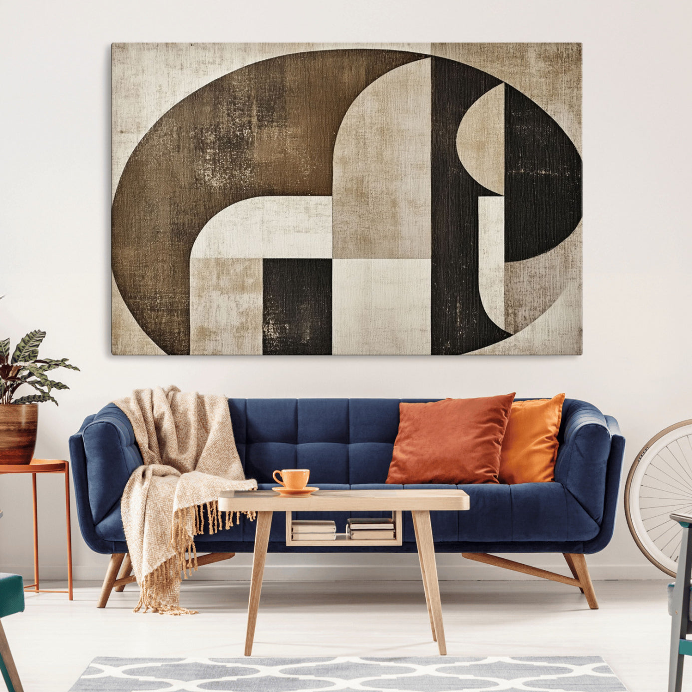 44796-MGV-CV-36X24-Wabi Sabi Abstract Wall Art | Geometric Modern Minimalist Canvas Print with Neutral Mid Century Art