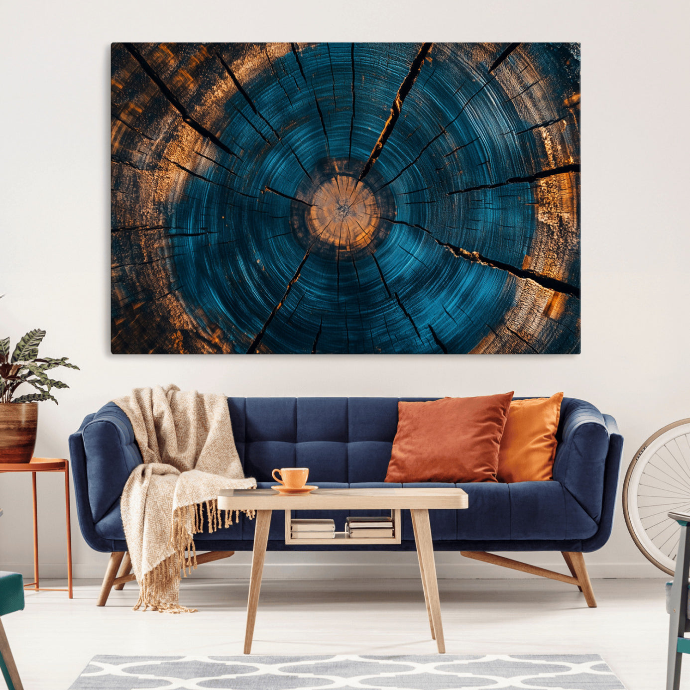 13398-MGV-CV-36X24-Abstract Tree Rings Wall Art Canvas Print Wood Grain Rings Artwork Nature Woodland Modern Wall Decor for Home, Office