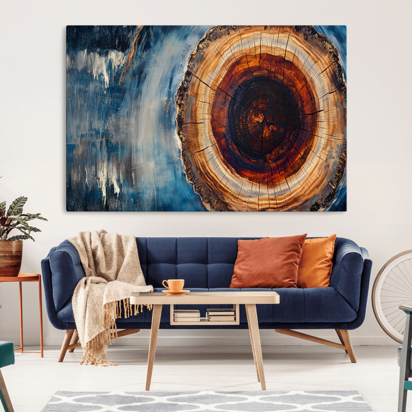 48045-MGV-CV-36X24-Abstract Tree Rings Wall Art Canvas Print - Wood Grain Rings Canvas Print - Nature Woodland Wall