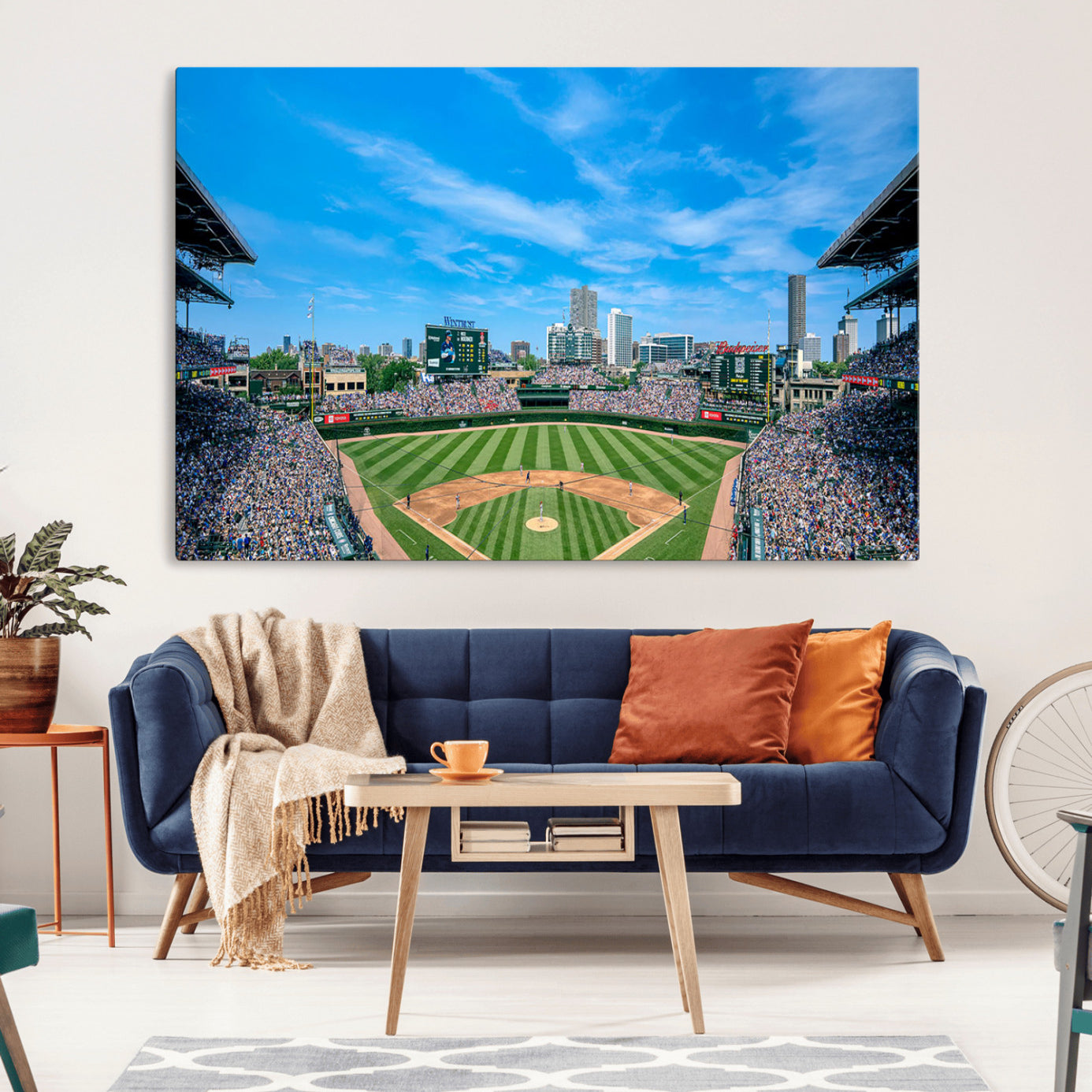 -Wrigley Field Chicago Cubs Panoramic Art Multi Piece Canvas - Iconic Baseball Stadium Print for