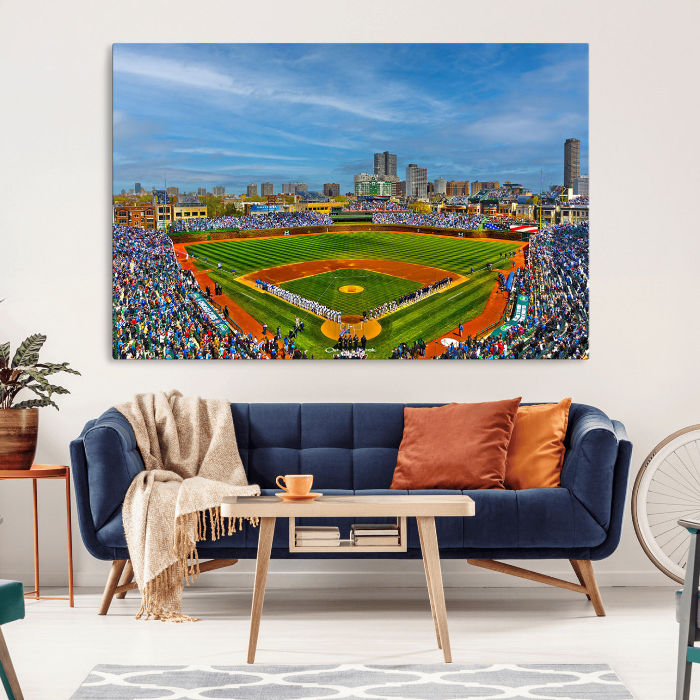 -Wrigley Field Chicago Cubs Panoramic Multi Piece Canvas Wall Art - Iconic Baseball Stadium Canvas