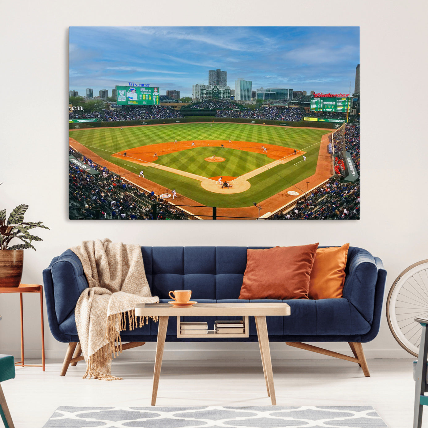 -Wrigley Field Chicago Cubs Panoramic Multi Piece Canvas Wall Art - Iconic Baseball Stadium Print for
