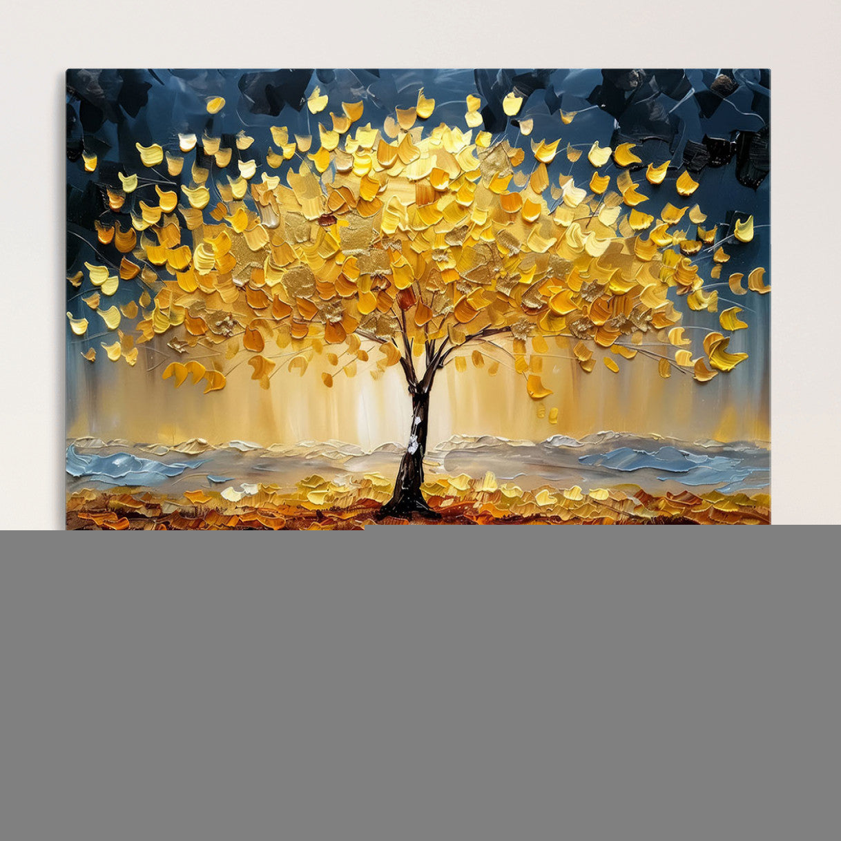 MGV-CV-36X24 - Golden Autumn Tree Wall Art – Canvas Print of Vibrant Fall Leaves, Seasonal Nature Scene Beautiful Fall Decor for Home, Office or Guest Room