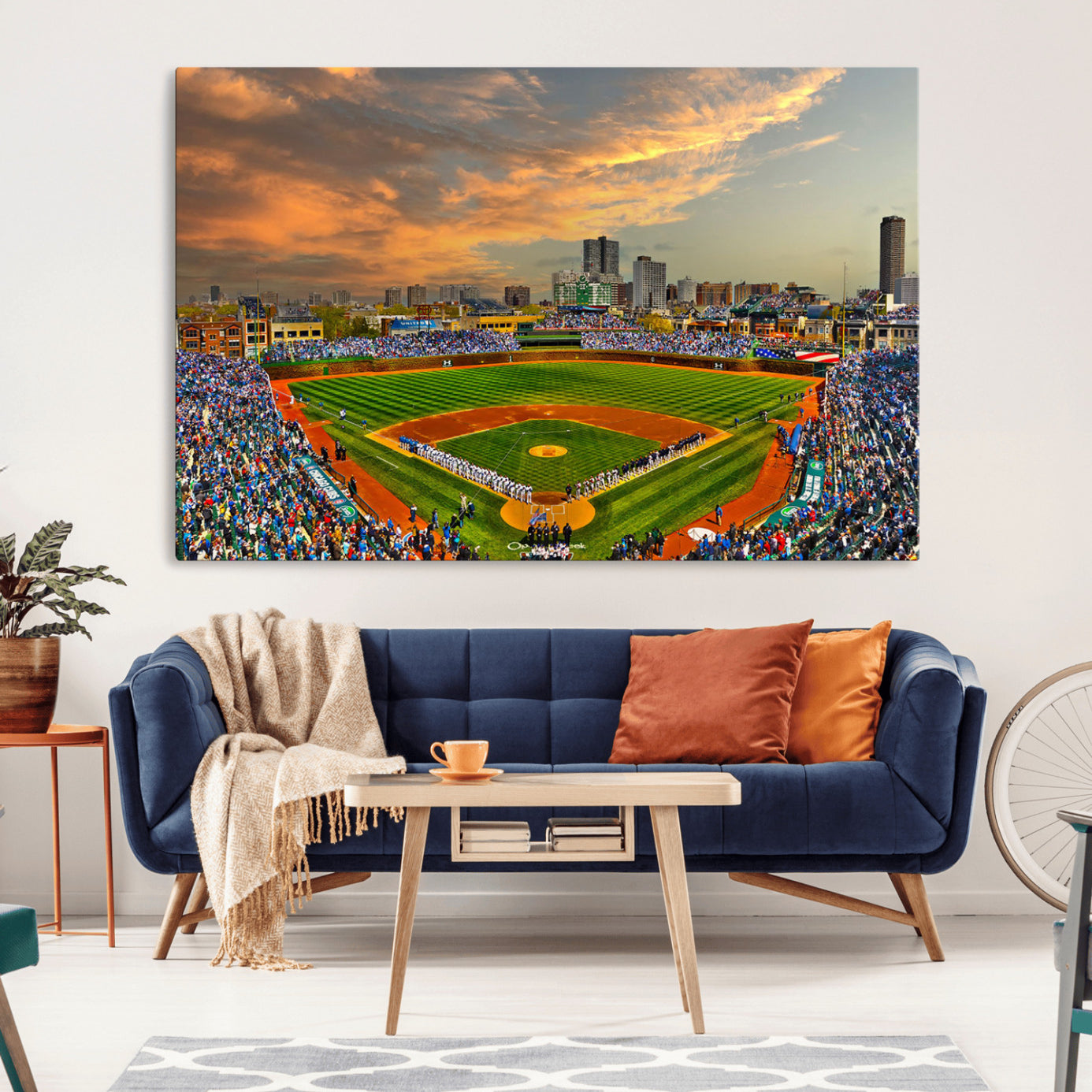 45635-MGV-CV-36X24-Chicago Wrigley Field Canvas Wall Art - Iconic Baseball Stadium Art Print - Wrigley Field Chicago
