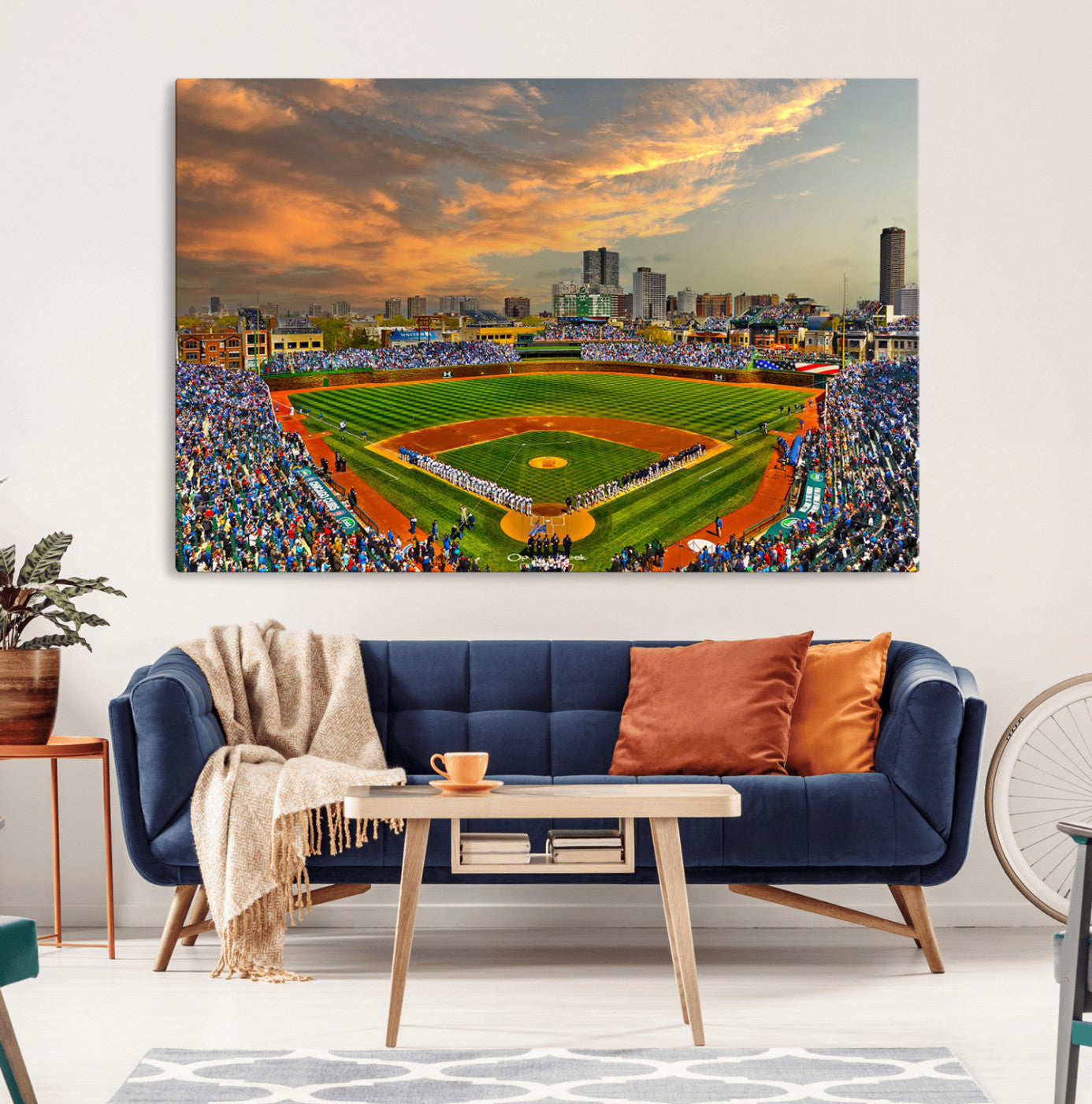 45635-MGV-CV-36X24-Chicago Wrigley Field Canvas Wall Art - Iconic Baseball Stadium Art Print - Wrigley Field Chicago