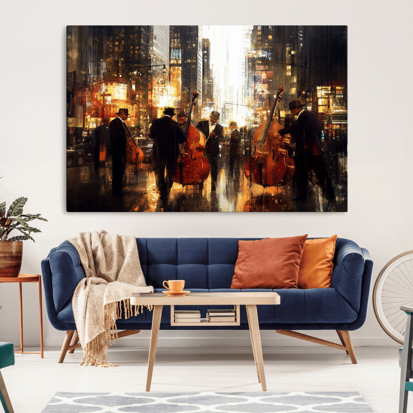 -Abstract Jazz Art Wall Art Canvas Print - Framed Abstract Music Canvas - Colorful Instrument Poster