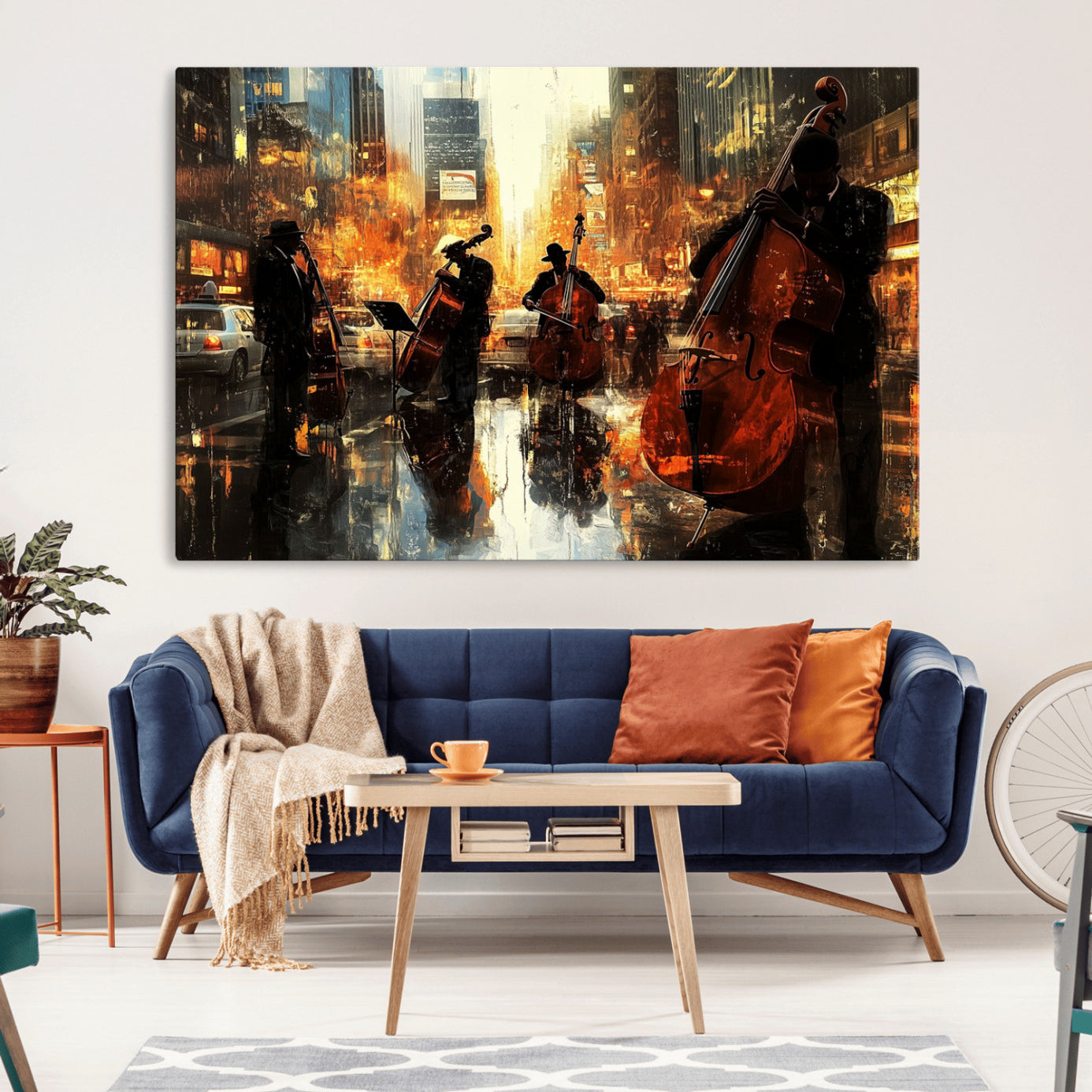 -African American Abstract Jazz Wall Art - Framed Abstract Music Canvas - Colorful Instrument Canvsa