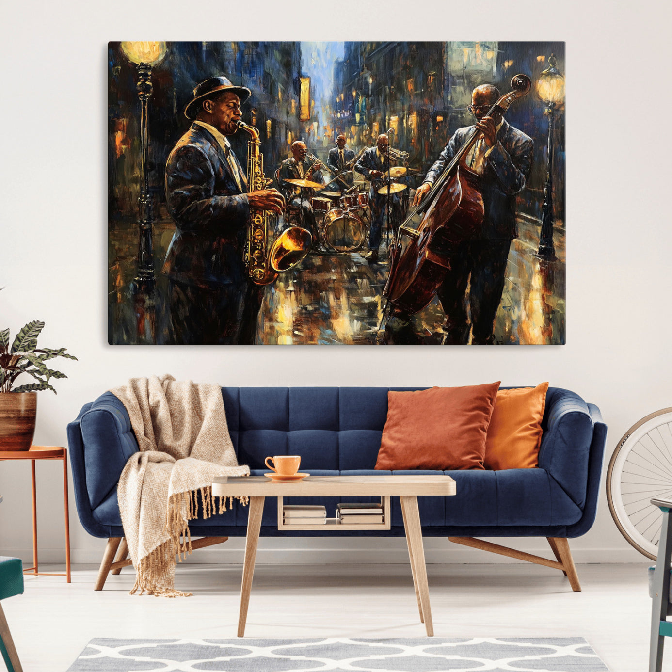 -Jazz Canvas Wall Art Print - Abstract African American Music Art - Framed Posters for Living Room or
