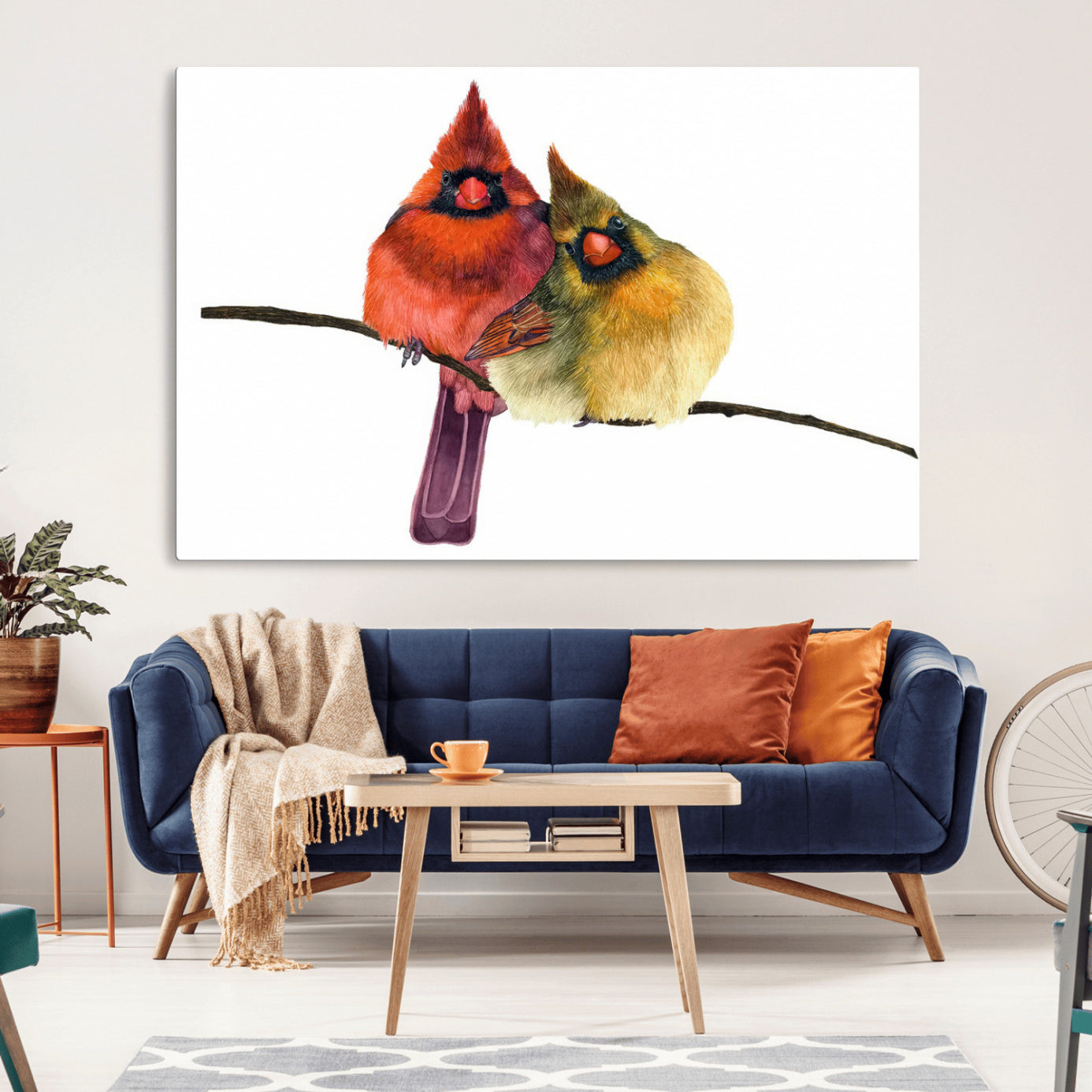 -Cardinal Bird Canvas Wall Art - Male and Female Cardinal Print - Nature-Inspired Bird Wall Decor for