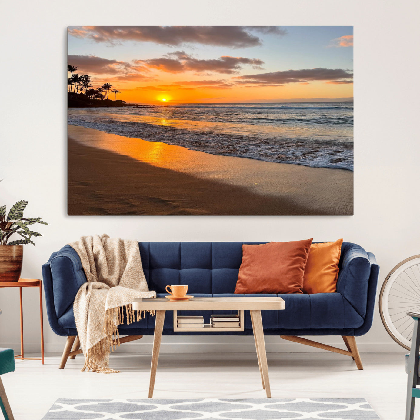 Nadir-MGV-CV-36X24-Sunset Wall Art Print - Stunning Beach Sunset Canvas Artwork for Elegant Home or Office Coastal