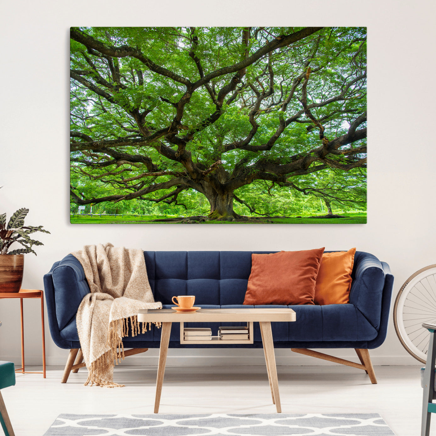 MGV-CV-36X24 - Ancient Tree Wall Art Canvas Print, Framed Sprawling Branches Art Picture Print, Gnarling Tree Perfect Earthy Natural Decor Artwork