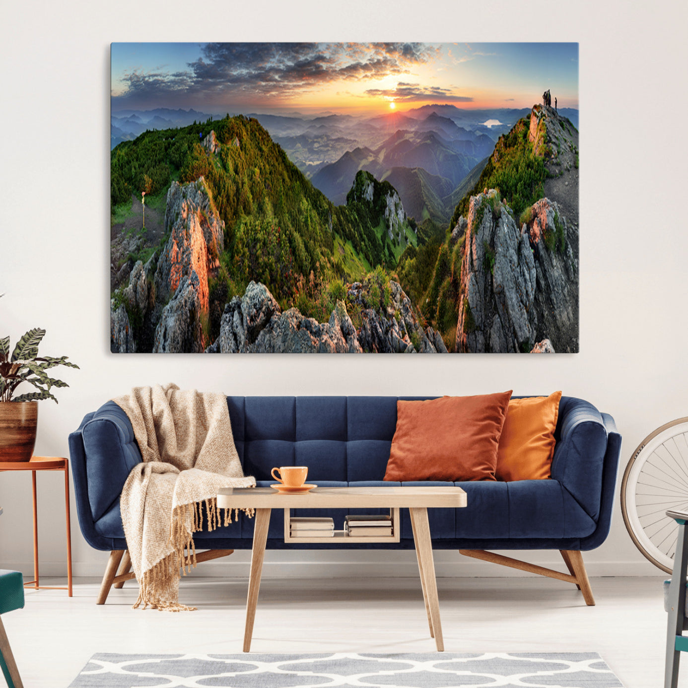-Mountain Sunset Panoramic Canvas Print – Scenic Wilderness Landscape, Majestic Summit , Multi-Panel