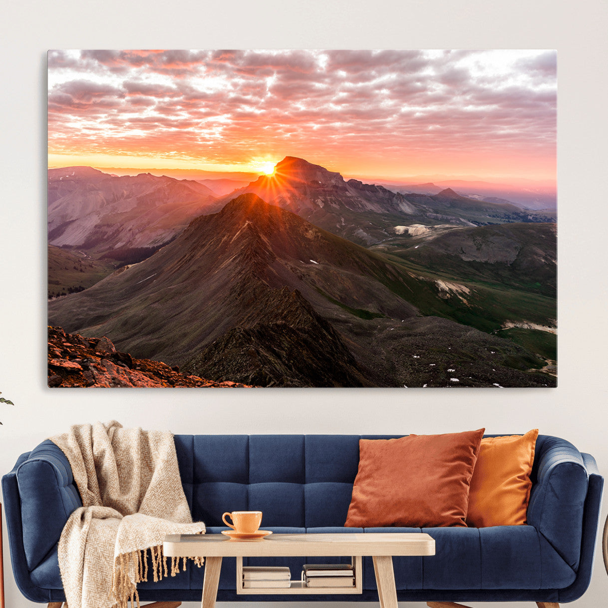 MGV-CV-36X24 - Majestic Sunrise Wall Art – Canvas Print of Rugged Mountain Peaks, Vibrant Sky, Serene Landscape, Nature Decor for Home or Office
