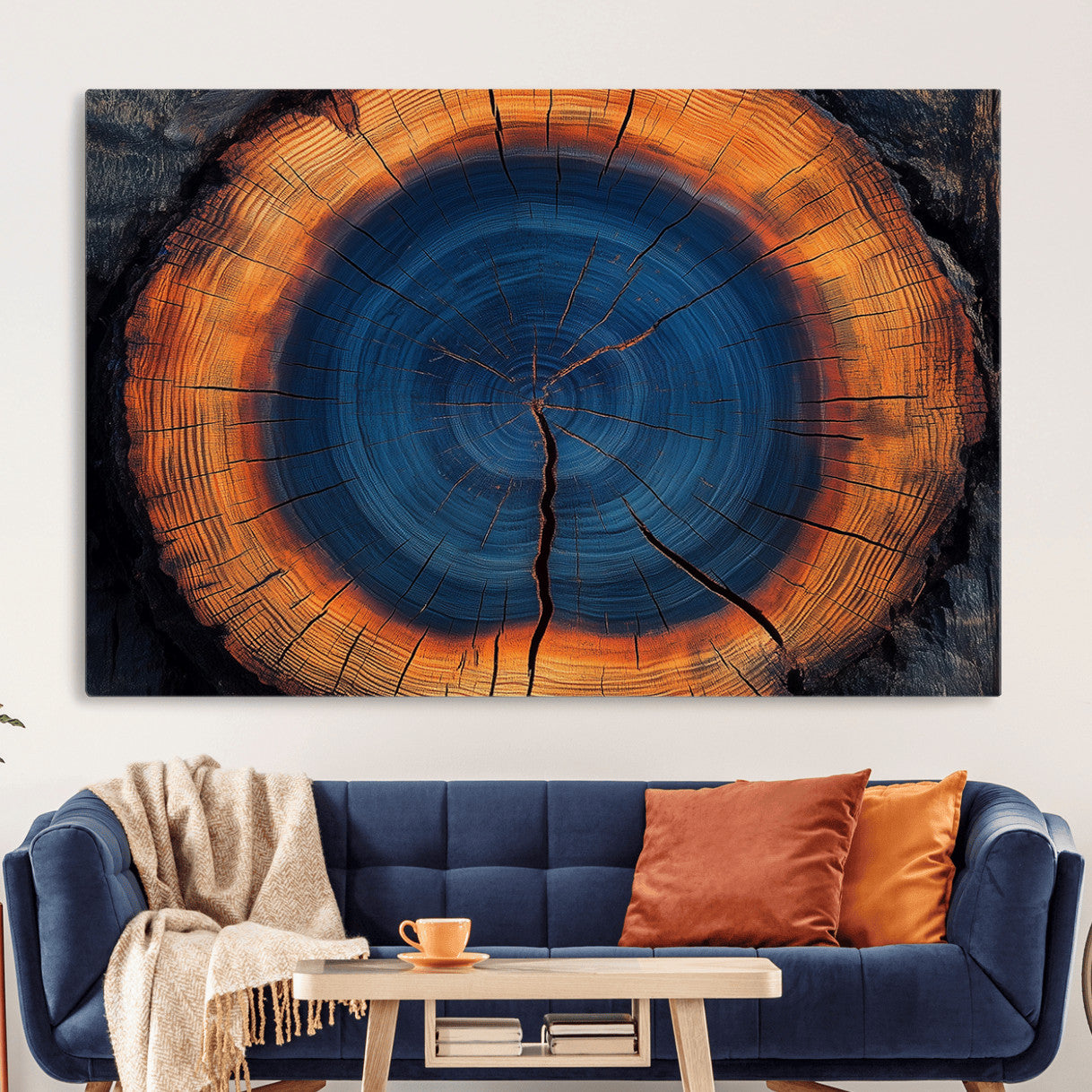 MGV-CV-36X24 - Abstract Tree Ring Wall Art Print, Natural Rustic Wood Texture Canvas Print, Framed Tree Ring Printing, Wood Tree Stump Artwork Canvas Print