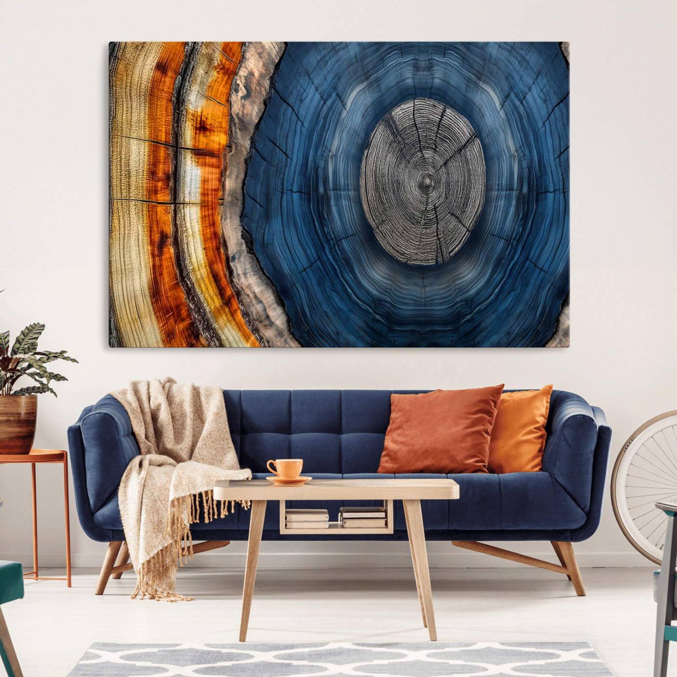 79754215-MGV-CV-36X24-Abstract Tree Rings Wall Art Canvas Print - Wood Grain Rings Artwork Print - Nature Woodland Modern