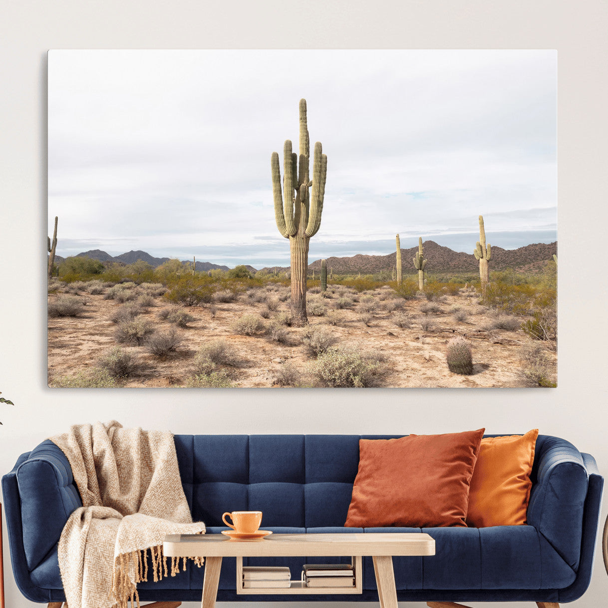 MGV-CV-36X24 - Saguaro Cactus Wall Art Canvas Print, Framed Desert Cactus Art Picture Print, Earthy Desert Perfect Southwestern Boho Decor Artwork