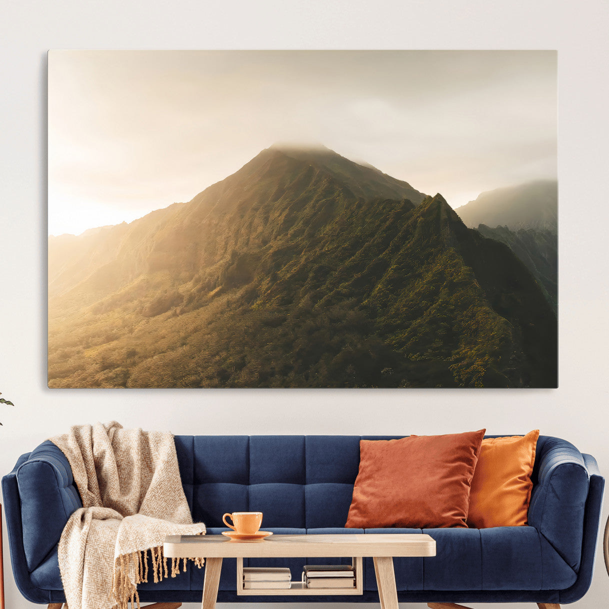 42338636-MGV-CV-36X24-Mountain Wall Art – Framed Sunset Landscape Canvas Artwork, Serene Nature Design, Rustic Decor for Home, Office
