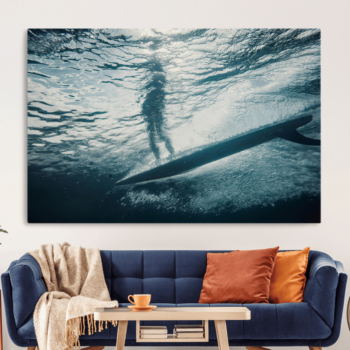 MGV-CV-36X24 - Submerged Surf Wall Art Canvas Print, Framed Underwater Perspective Art Picture Print, Ocean Surf Perfect Coastal Adventure Decor Artwork