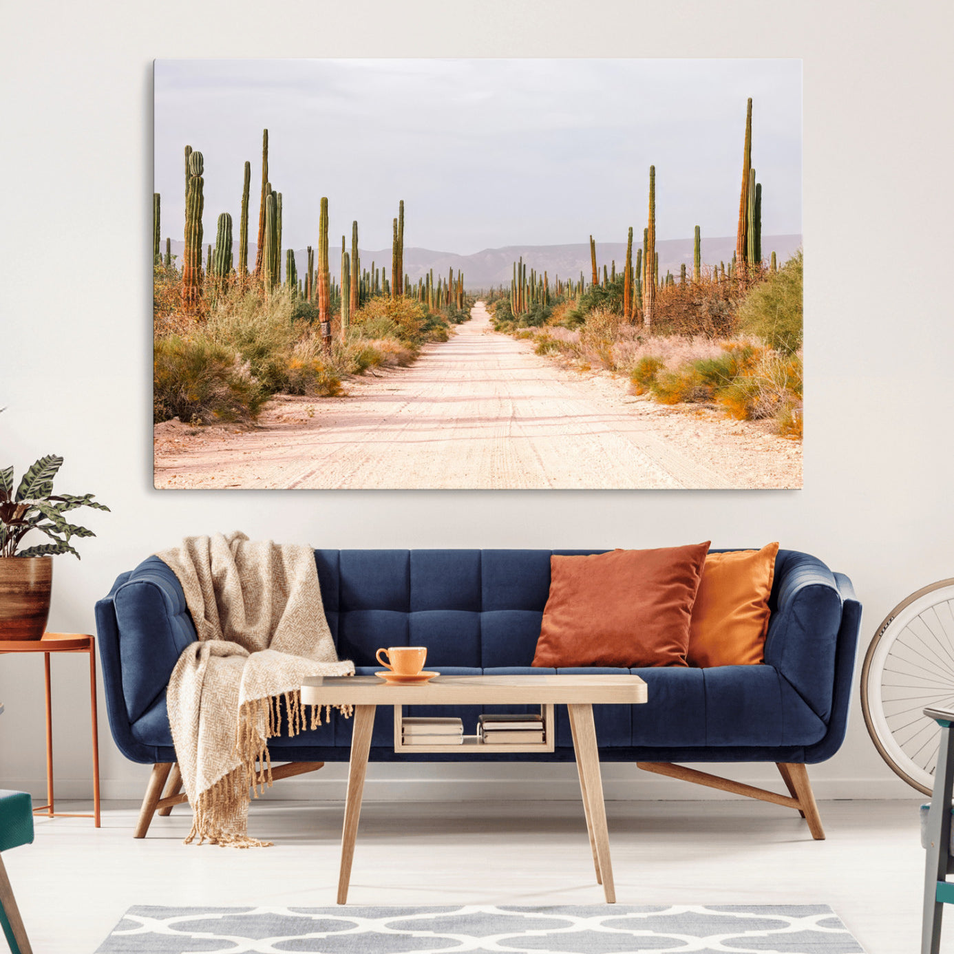 MGV-CV-36X24 - Desert Cactus Wall Art Canvas Print, Framed Southwestern Art Picture Print, Bohemian Western Perfect Southwestern Boho Decor Artwork